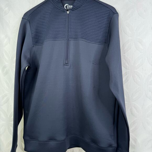 Zyia Mens Active Clubhouse Golf 1/4 Zip Navy Pullover Size M - Picture 7 of 12